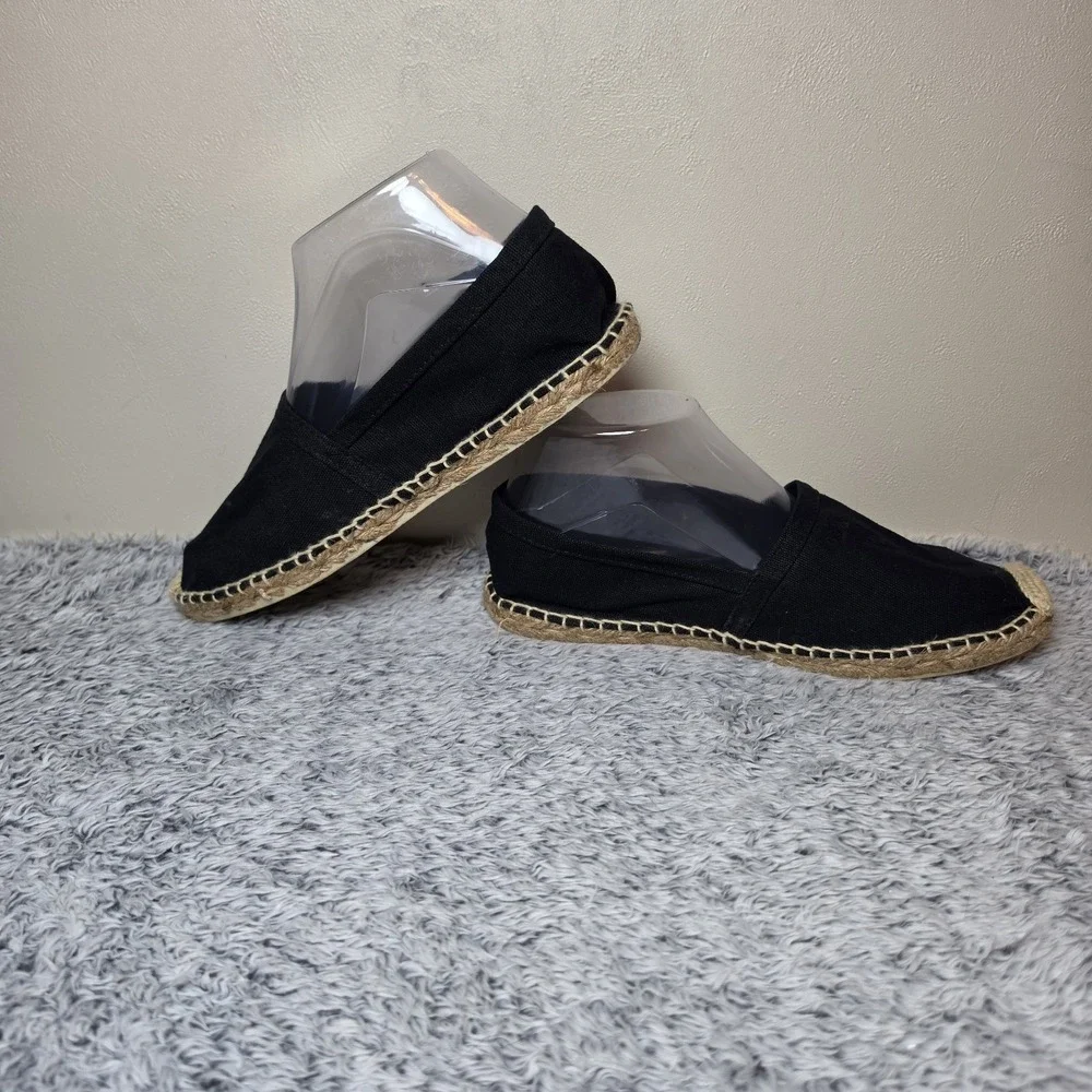 Cousu Main Espadrille Shoes Black Flats Women's Size EU 38